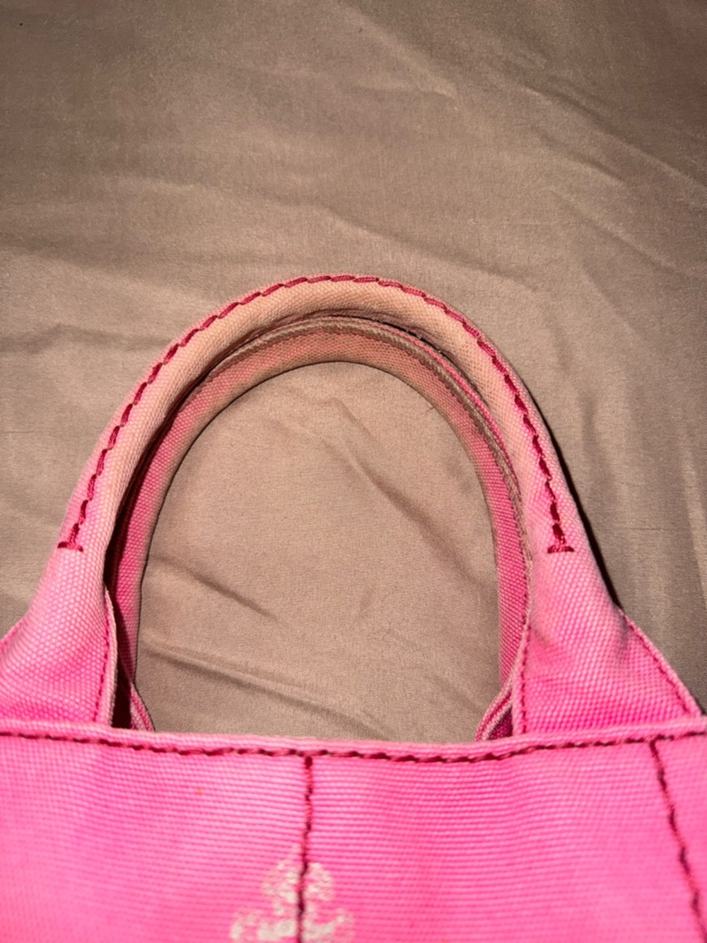 Prada Pink Canvas Tote with Logo Print - Picture 4 of 7